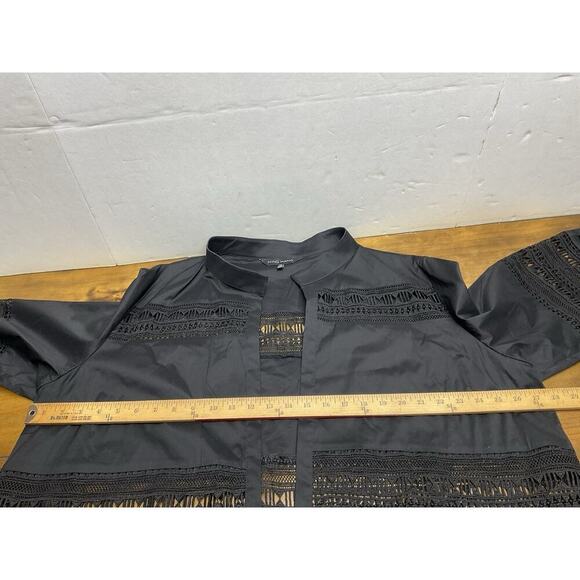 Ming Wang Jacket Womens 1X Black Lace Cardigan Sweater Open Front - Picture 8 of 11